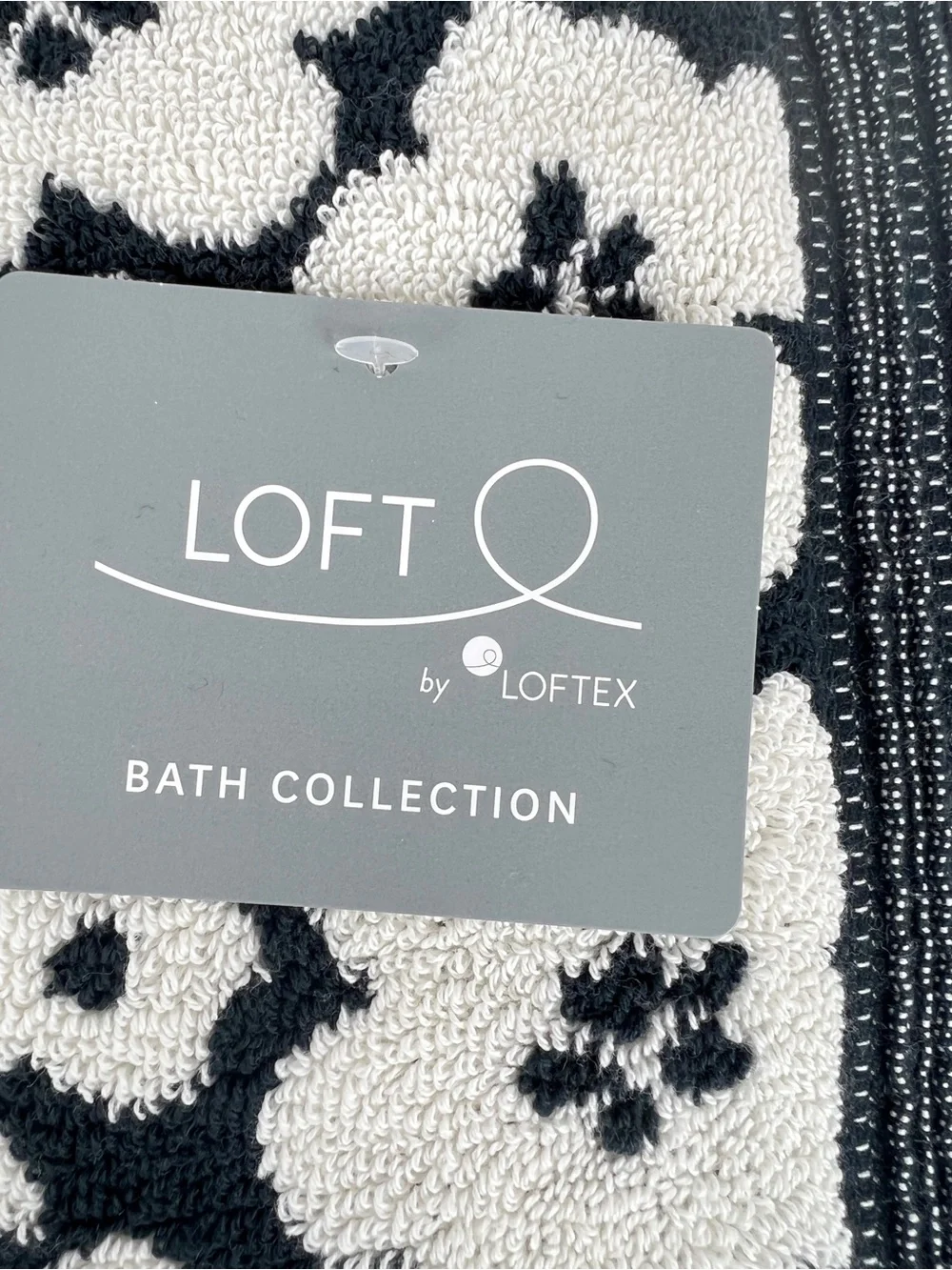 Loft by Loftex Bath Towel Set Bold Floral Black Off White 100% Cotton 8 Pc NEW